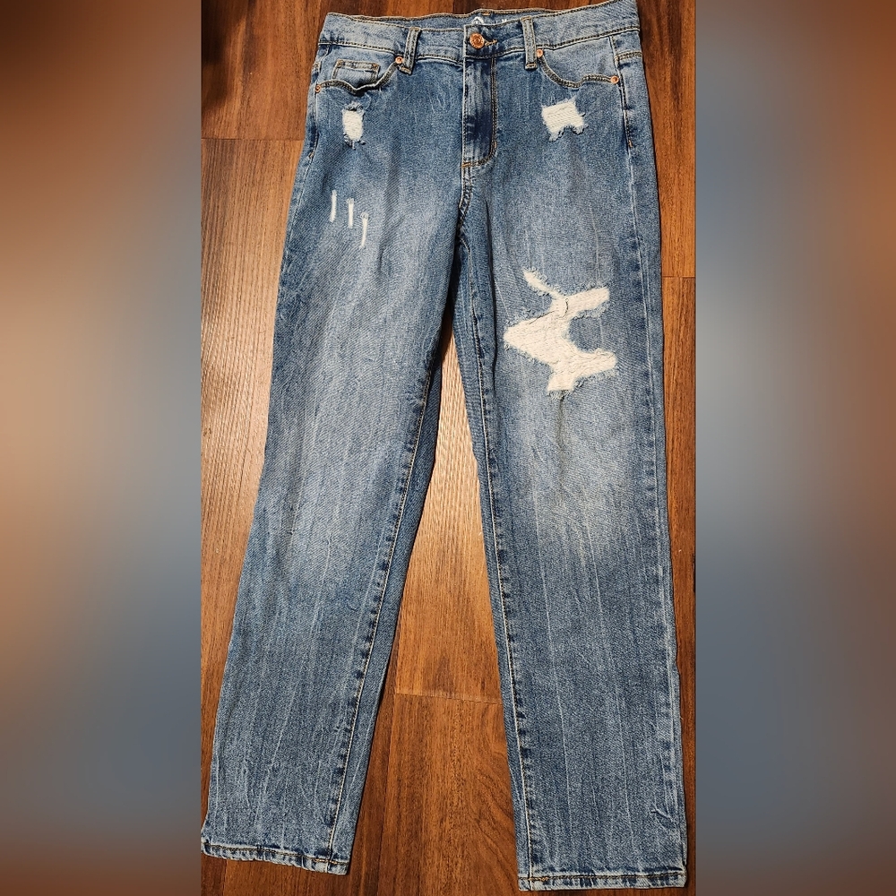 Girls Sz 14 Jordache Girlfriend High Rise Stretch Distressed Jeans